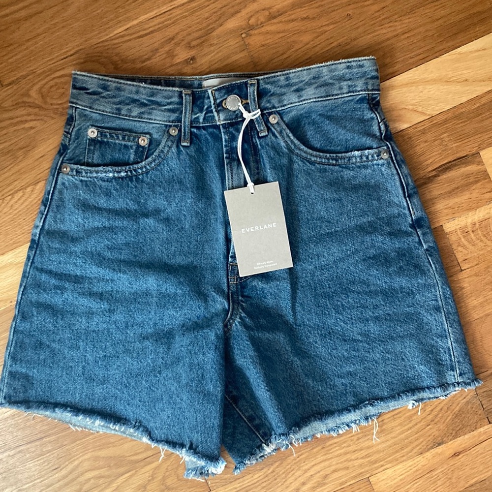 NWT Everlane Women's The A-Line Denim Shorts Medium Indigo Size 24